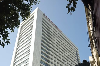 Exterior of a large modern hospital building